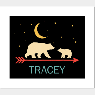 Tracey Name Gift Personalized Mama Bear With 1 Cub Posters and Art